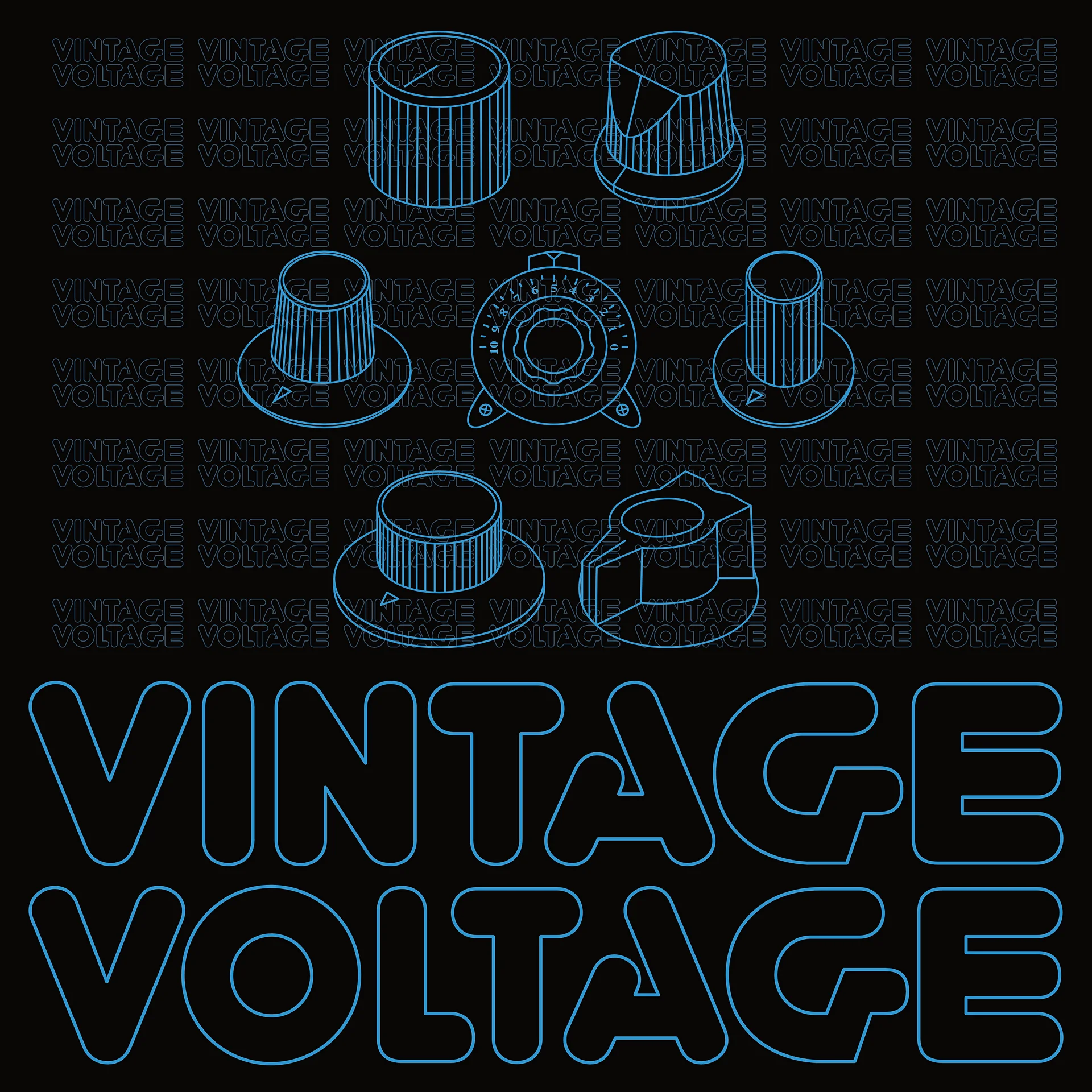 Synthesis Icons T-Shirt - (7 Iconic Synth Knobs) SAPPHIRE product image (3)