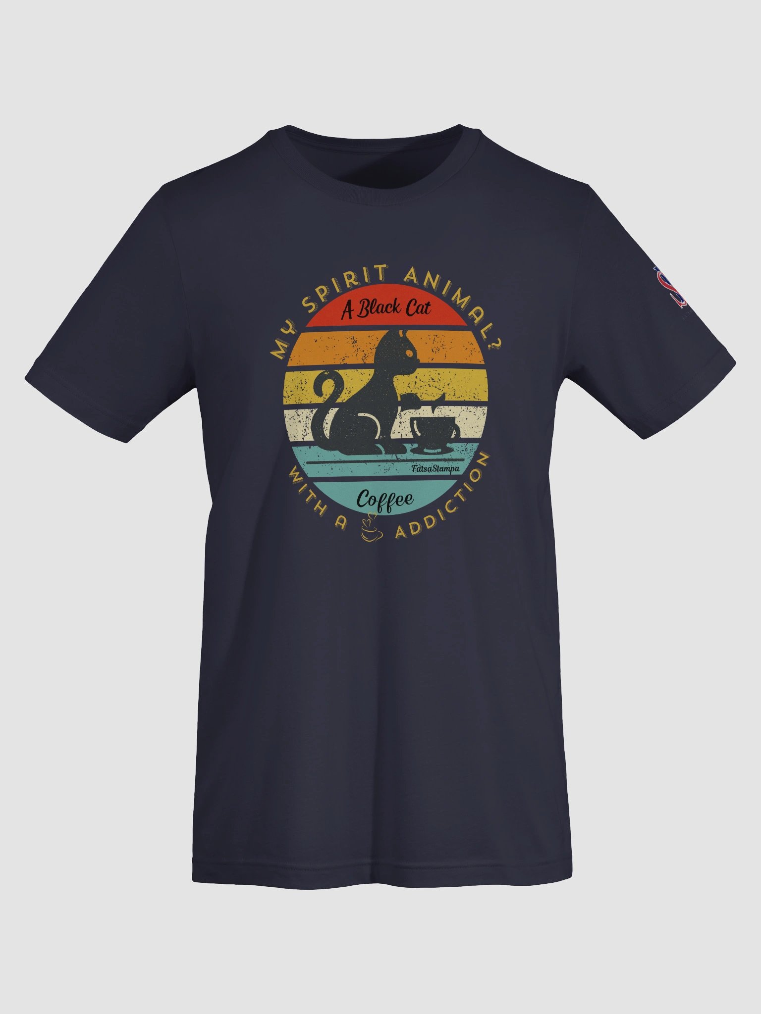 My Spirit Animal? A Caffeinated Black Cat” Retro Sunset Tee product image (8)