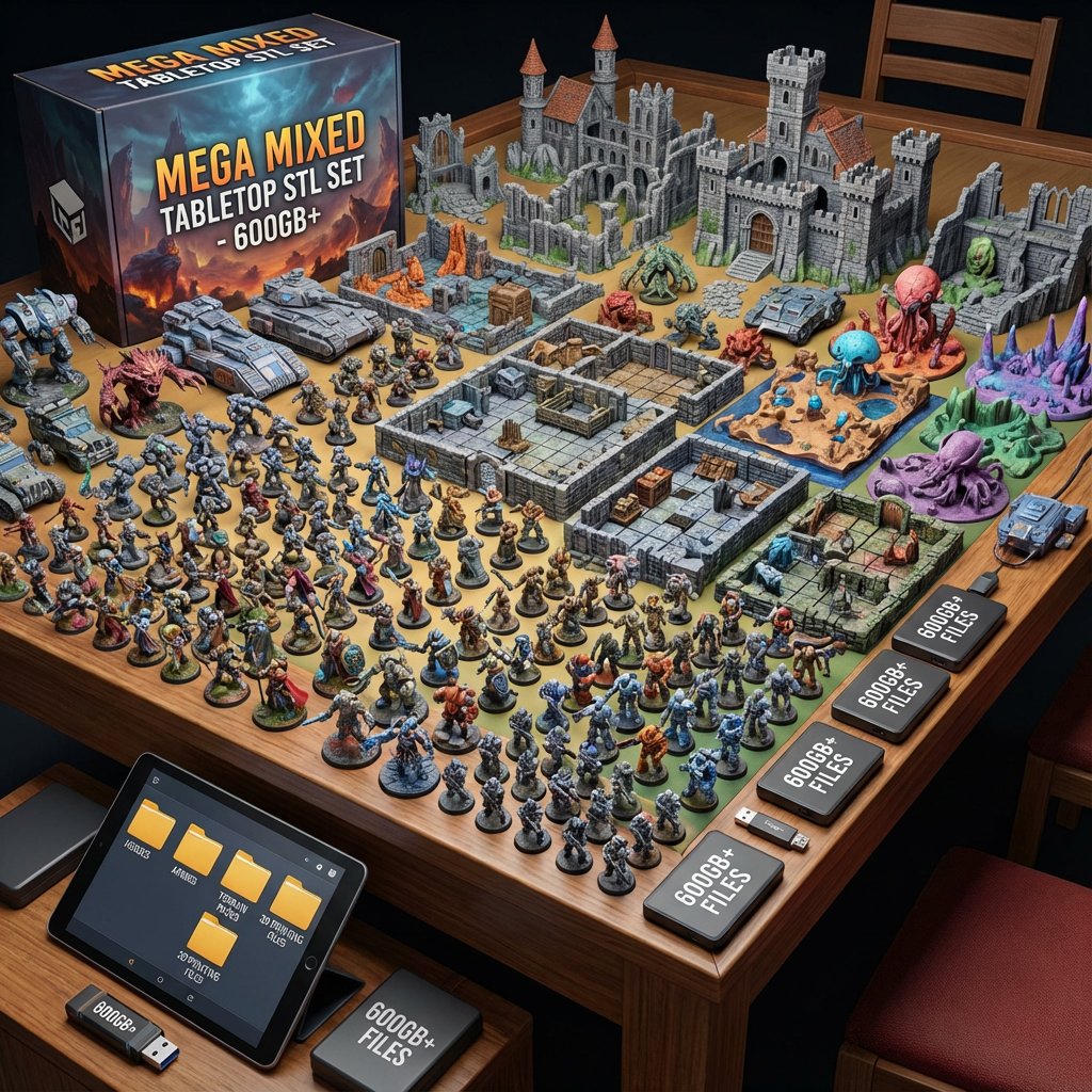 Mega Mixed Tabletop STL Set – 600GB+ Miniatures, Terrain & Army Models product image (1)