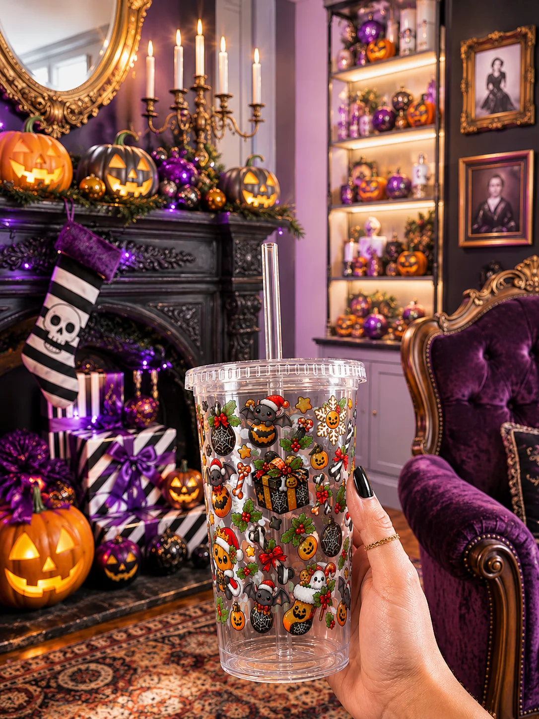 Nightmare Before Christmas Vibes Clear Dual Wall Tumbler 16 Oz (473 ml) product image (1)