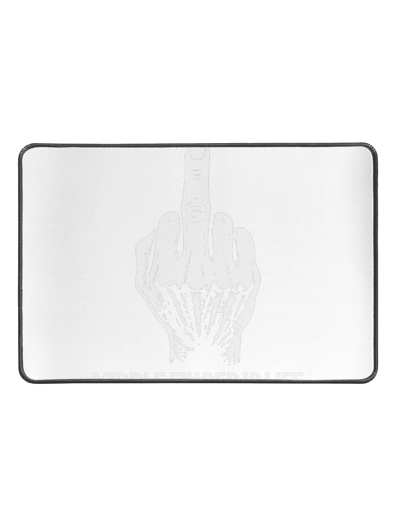 No ShopCo Middle Finger Desk Mat 12 x 18 - White Artwork product image (1)