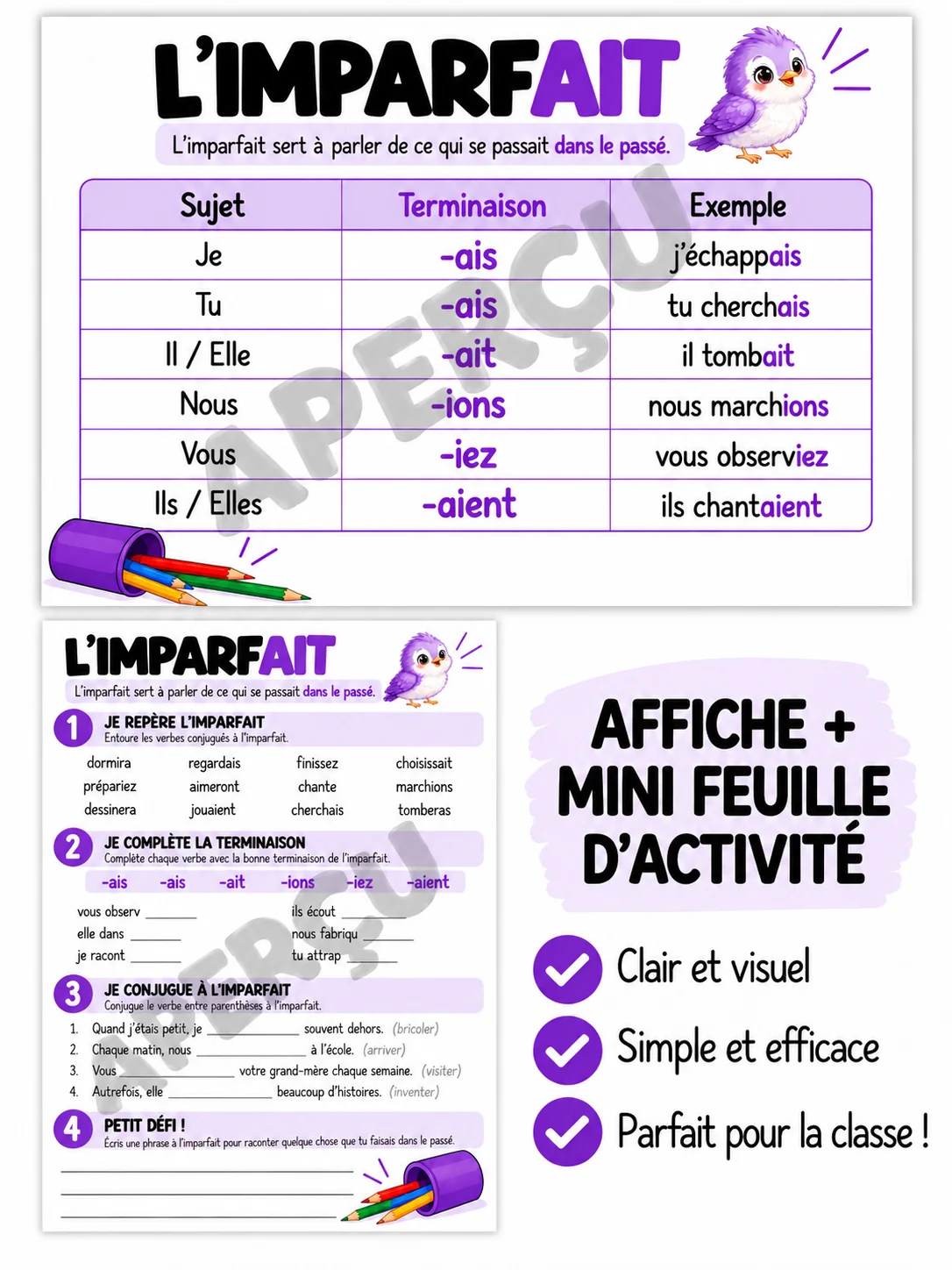 L’imparfait – Affiche + mini feuille d’activité product image (1)