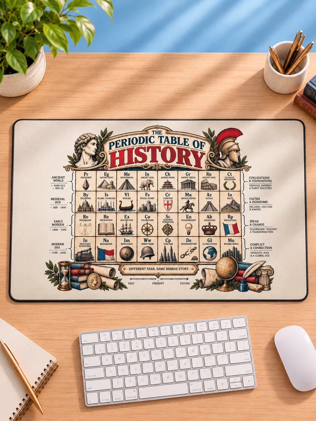 Periodic Table of History Desk Mat, Neoprene, 15.5 x 31.5 in product image (1)