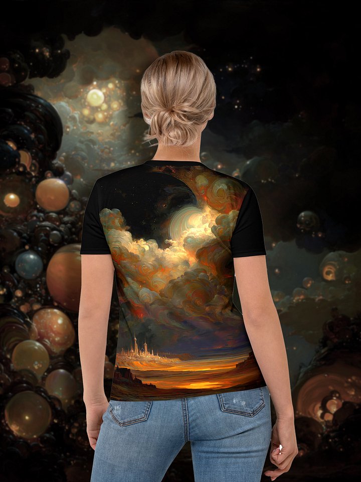 Cosmic Oracle T-Shirt – Futuristic Female Art Tee with Front & Back Galactic Design product image (2)