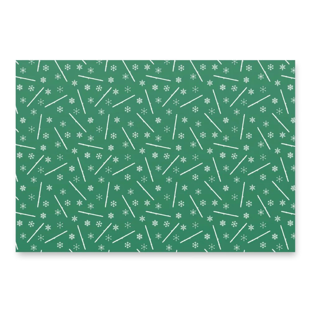 Flutes and Snowflakes - C Flute - Green Gift Wrap Paper Sheets product image (6)