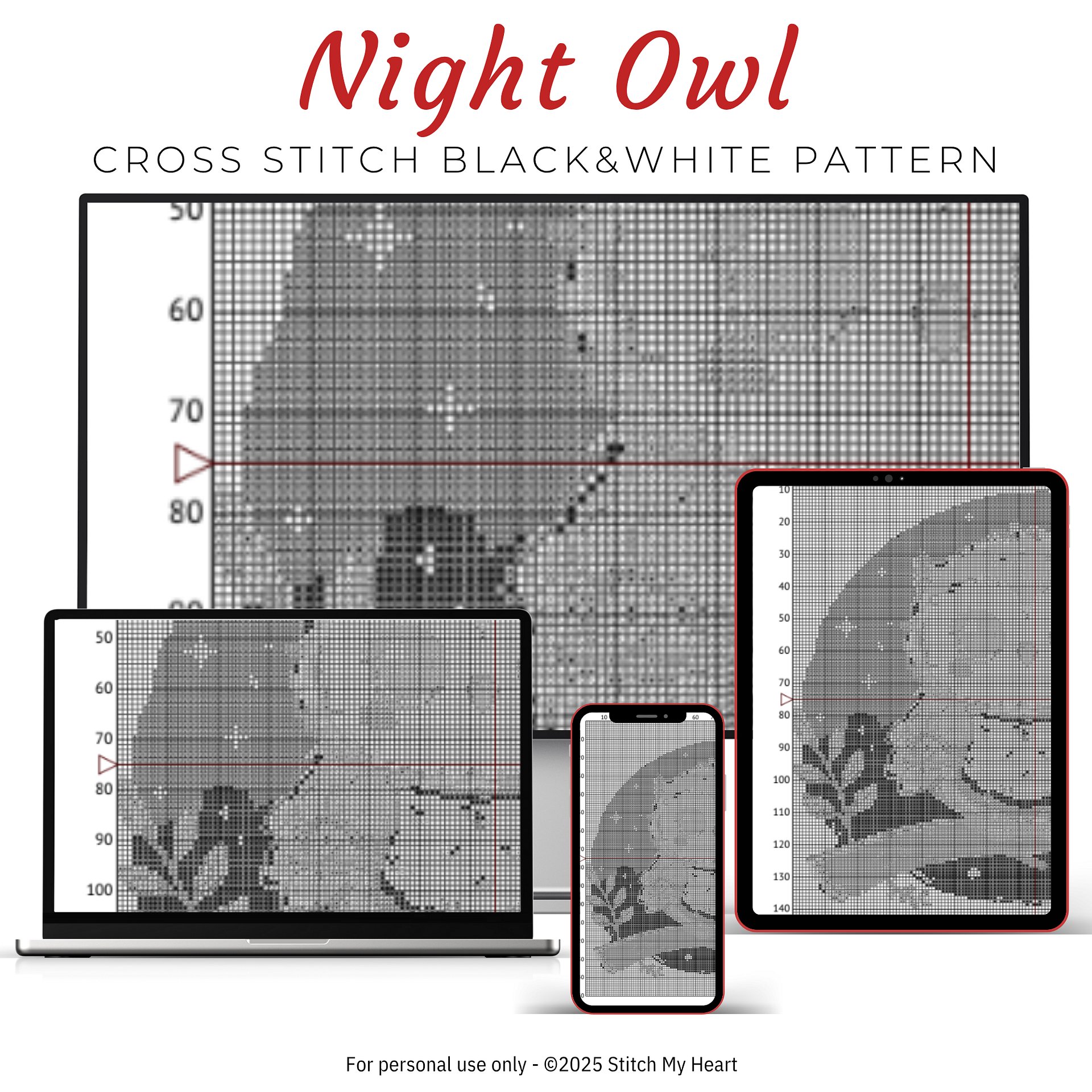 Night Owl Cross Stitch Pattern product image (4)