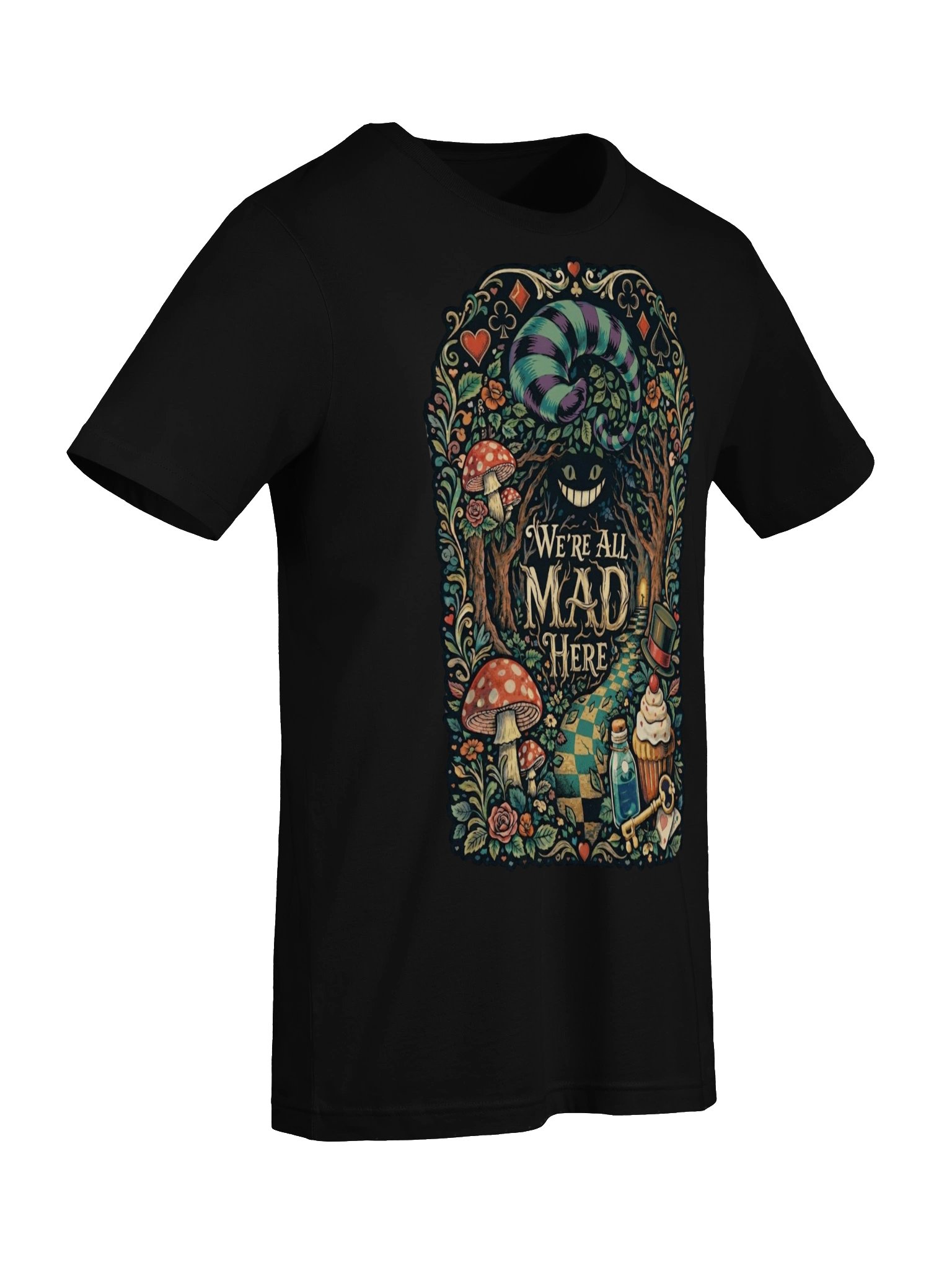 We're All Mad Here Shirt, Psychedelic Forest Wonderland Graphic, Cheshire Cat Tee product image (8)