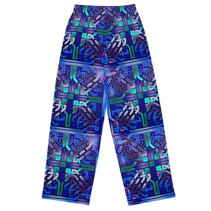 Blue Celtic Knot Pattern Wideleg Pants product image (1)