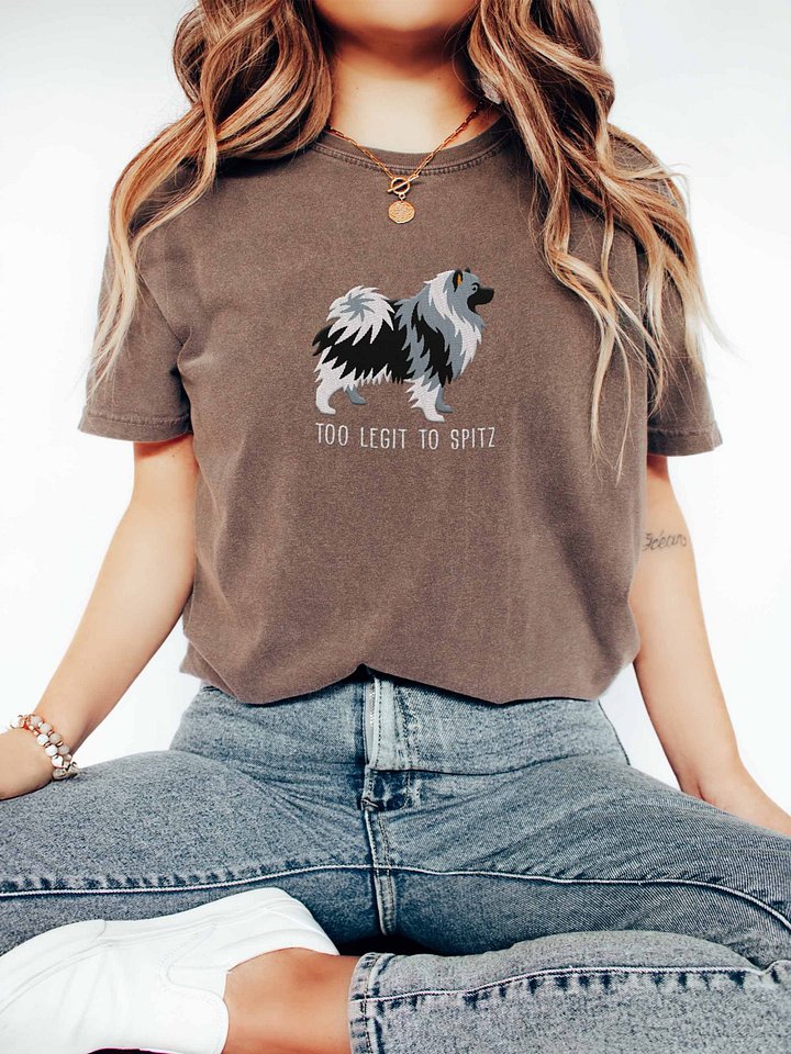 Too Legit to Spitz T-Shirt(Embroidered) of a Keeshond(Black & White) product image (2)