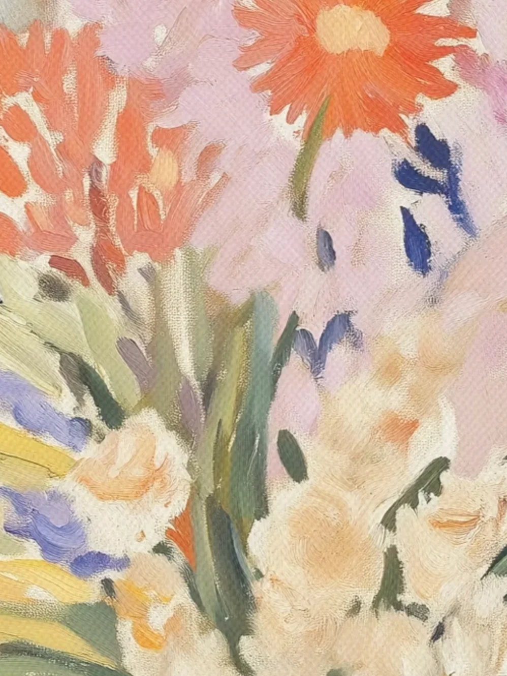 Botanical Arrangement I floral canvas print displayed in a collected home