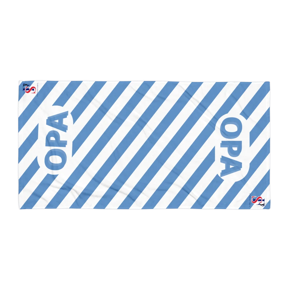 Greek OPA Beach Towel light blue stripes Sublimated Towel product image (1)