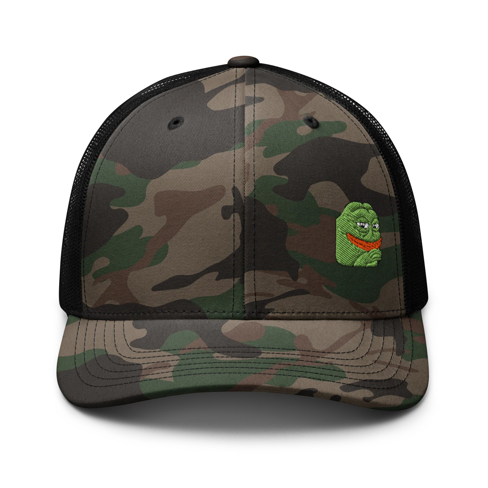 Embroidered Camo Groyper Trucker Hat product image (1)