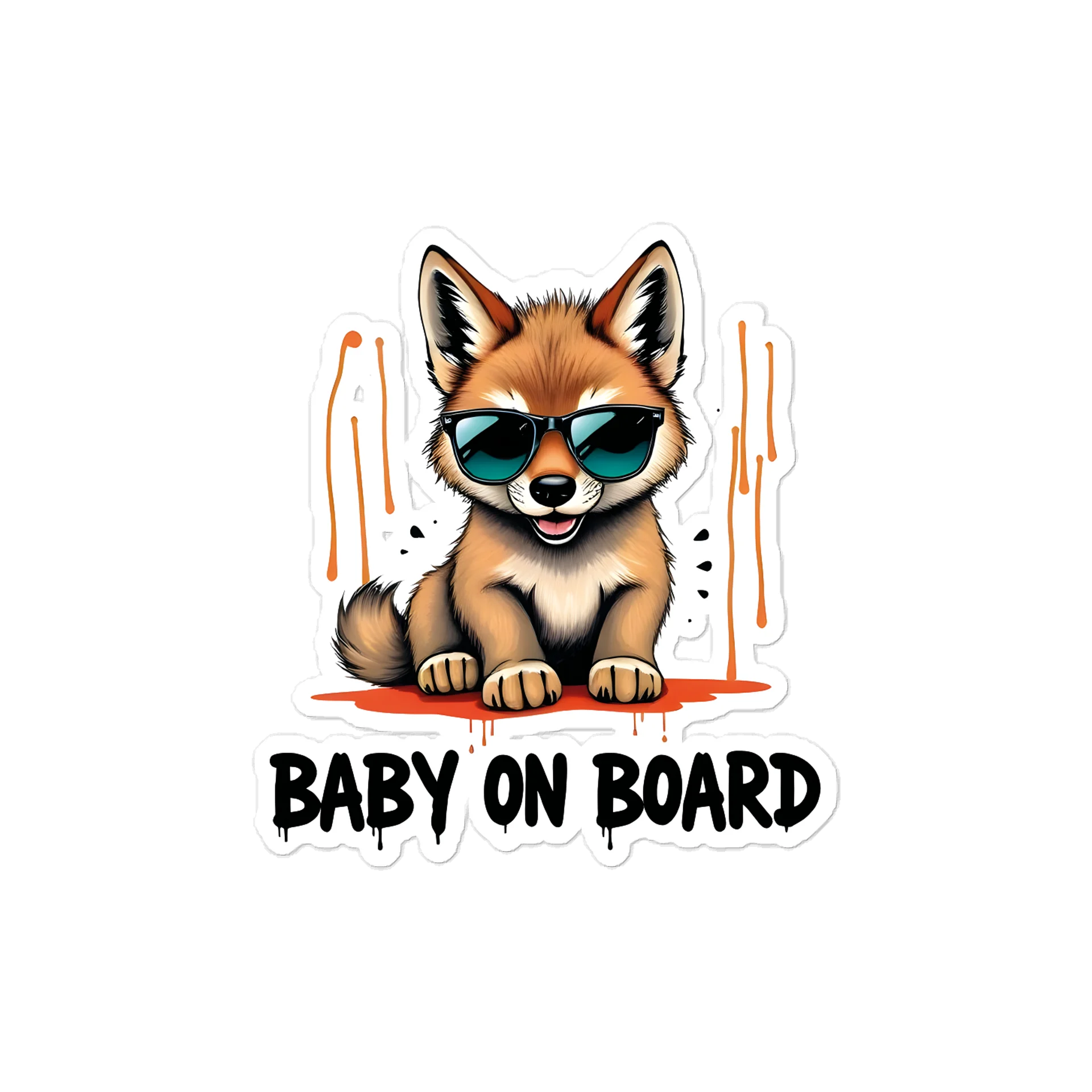 Cool Fox Urban Style Baby On Board Car Decal - 5x5 Premium Vinyl Sticker - Streetwear Inspire Fox with Sunglasses Graphic for Cars and Jeeps product image (1)