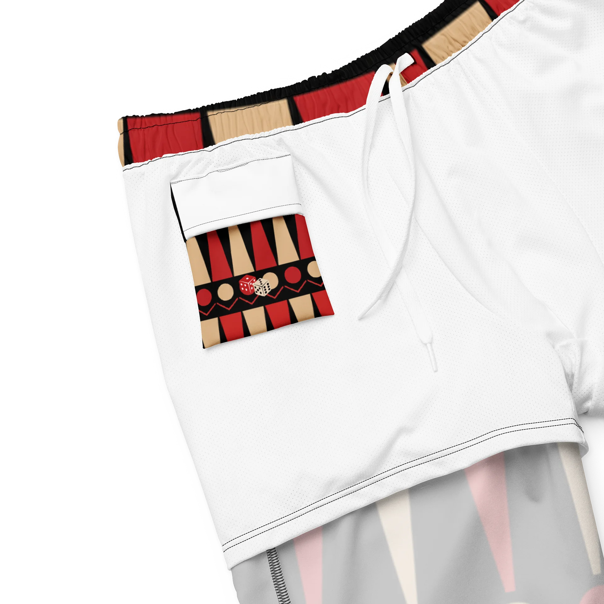 Geometric Red & Beige Pattern Swim Trunks product image (8)