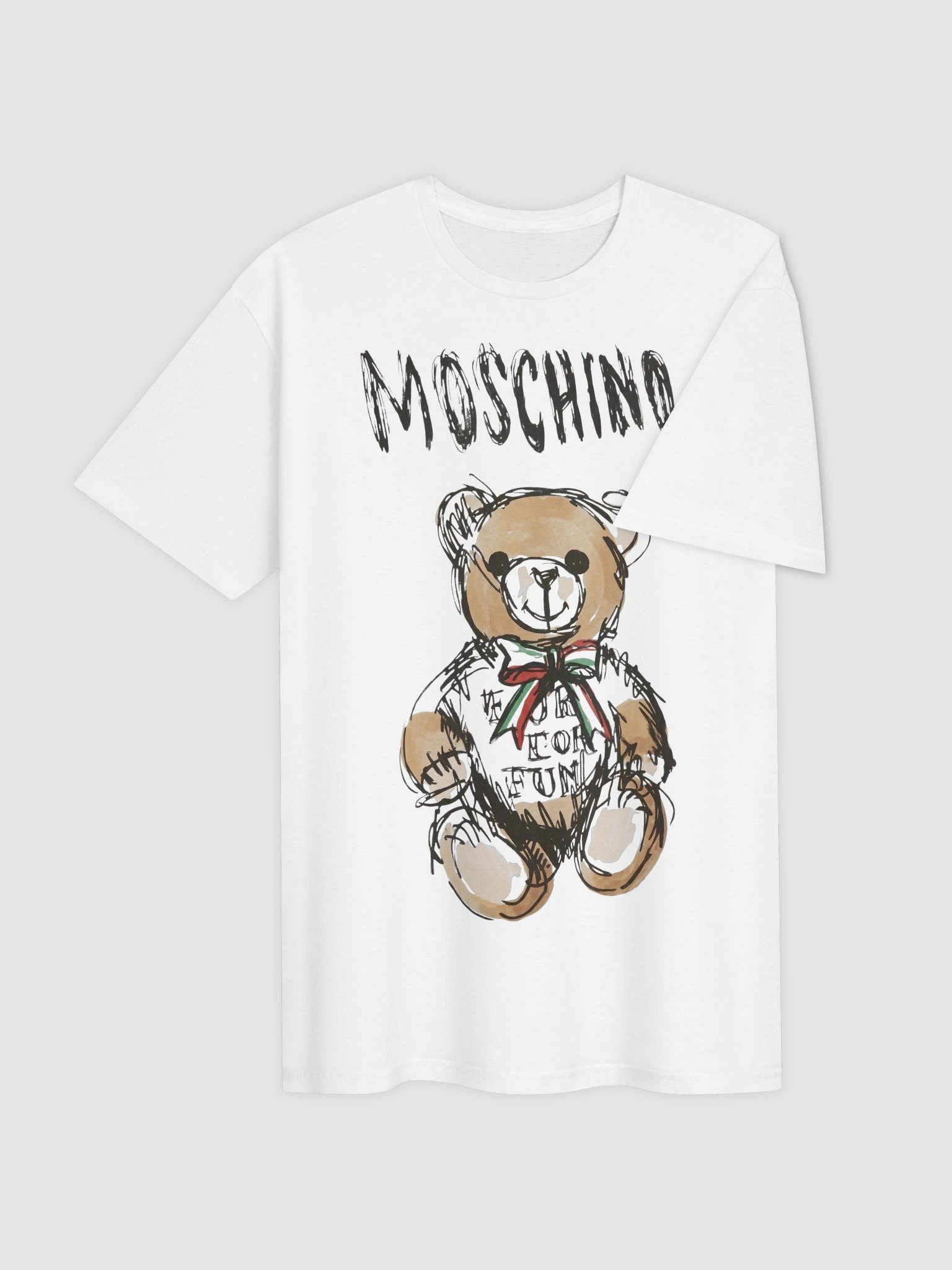 Moschino Teddy Bear Graphic T-Shirt | Sketch Art Licensed Tee | Jeremy Scott Italian Luxury Streetwear product image (4)