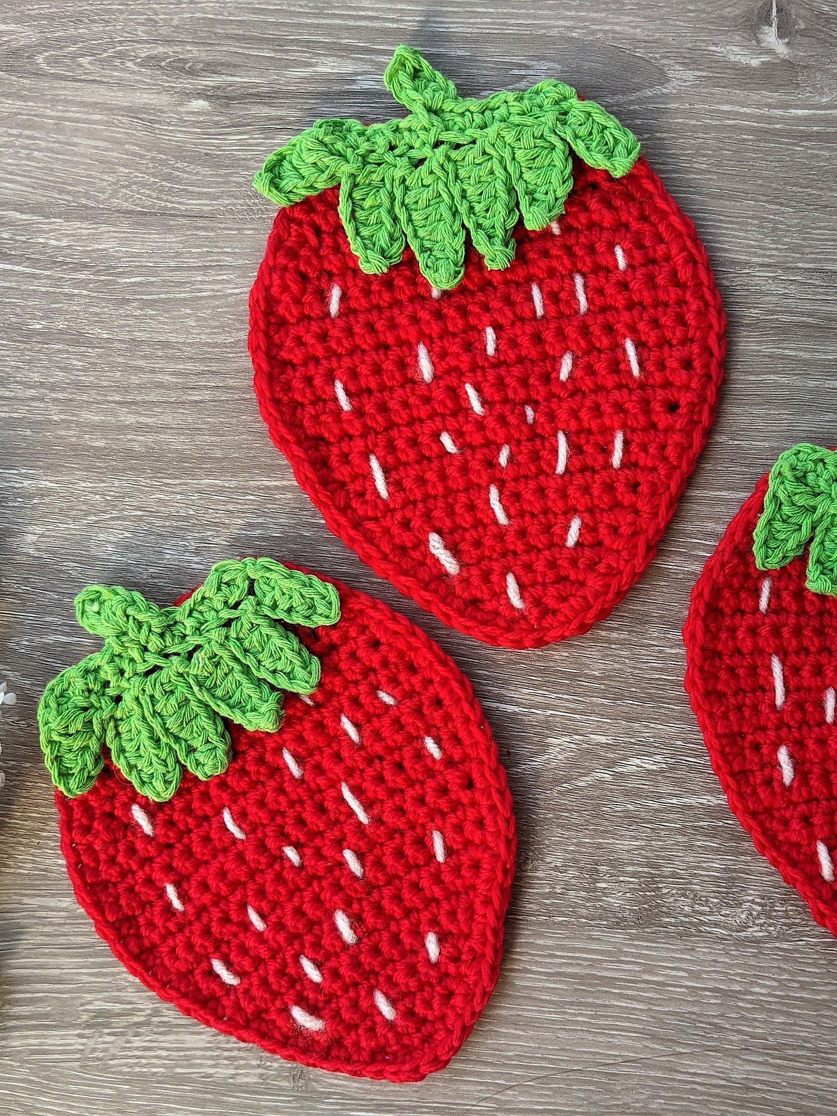 Crochet Strawberry Coaster Pattern product image (1)