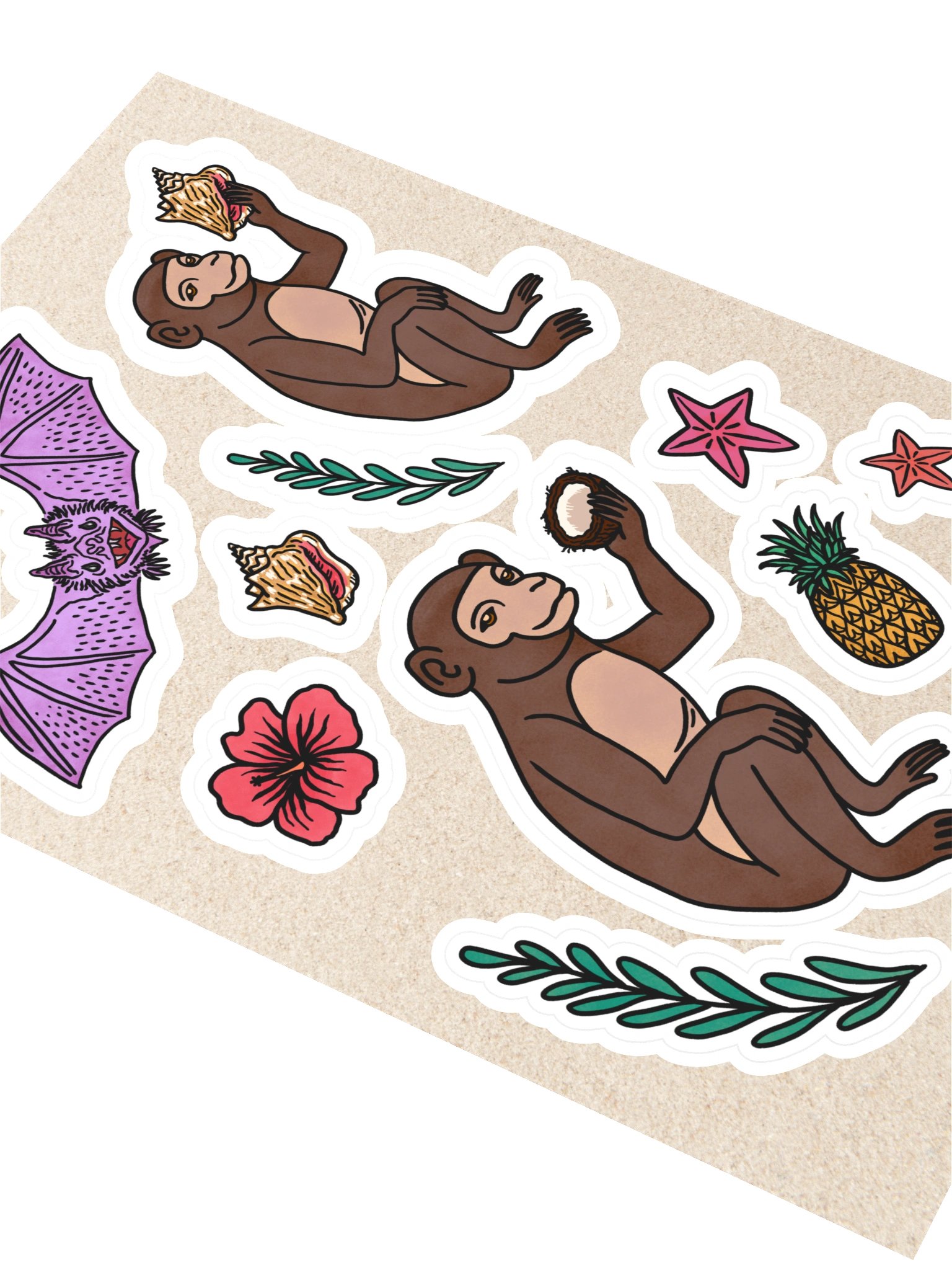 Tropical Monkey & Bat Sticker Sheet product image (2)