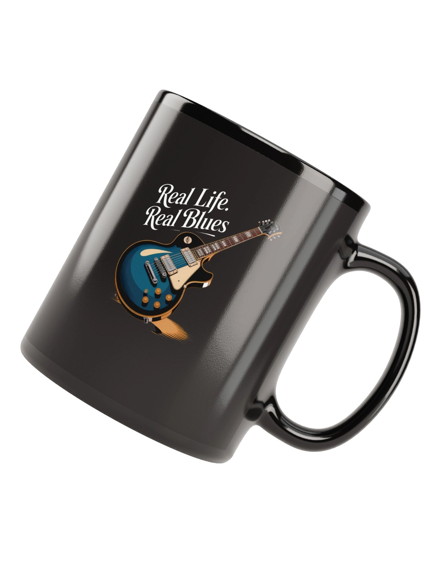 Real Life, Real Blues – Black Glossy Mug (The Slogan Series) product image (4)