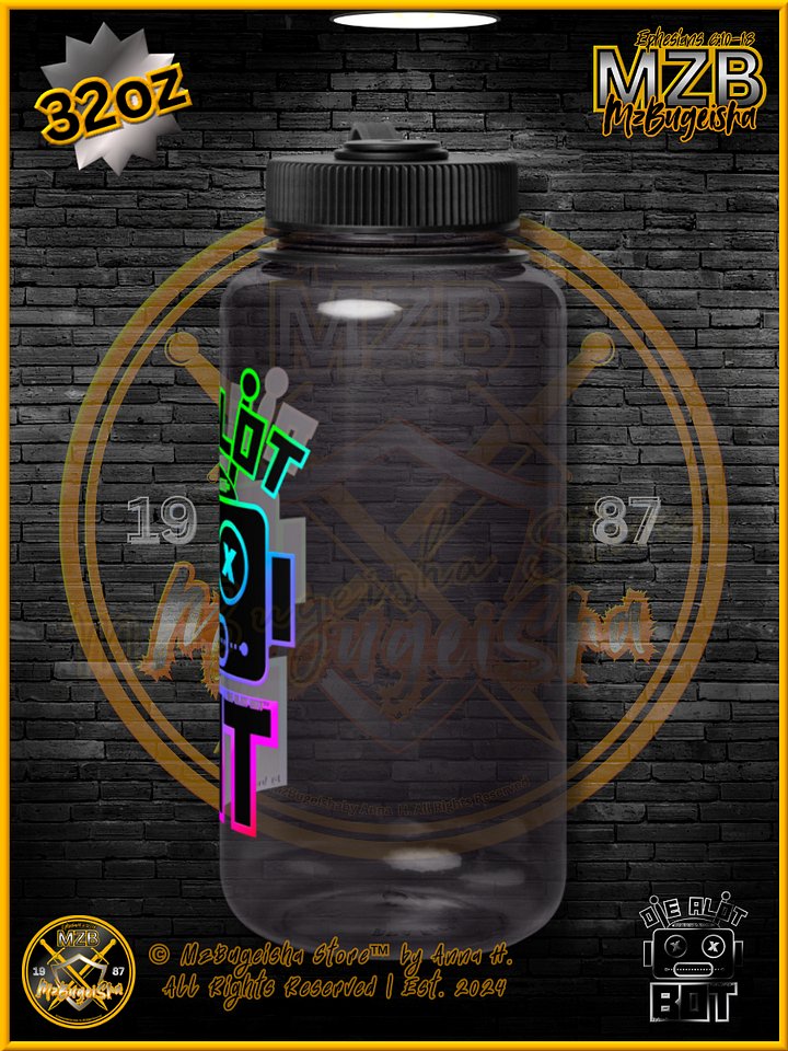 Sports Water Bottle - MzBugeisha™ "Die Alot Bot™ / DieAlotBot™" [spectrum/clear] 32oz Sports Water Bottle By Anna H product image (2)