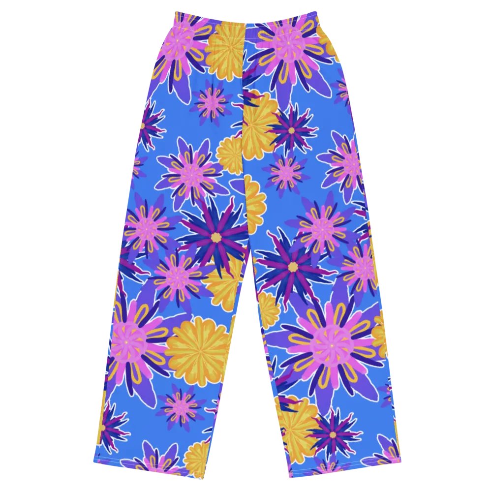 Fanciful Flowers On Powder Blue Wideleg Pants product image (2)