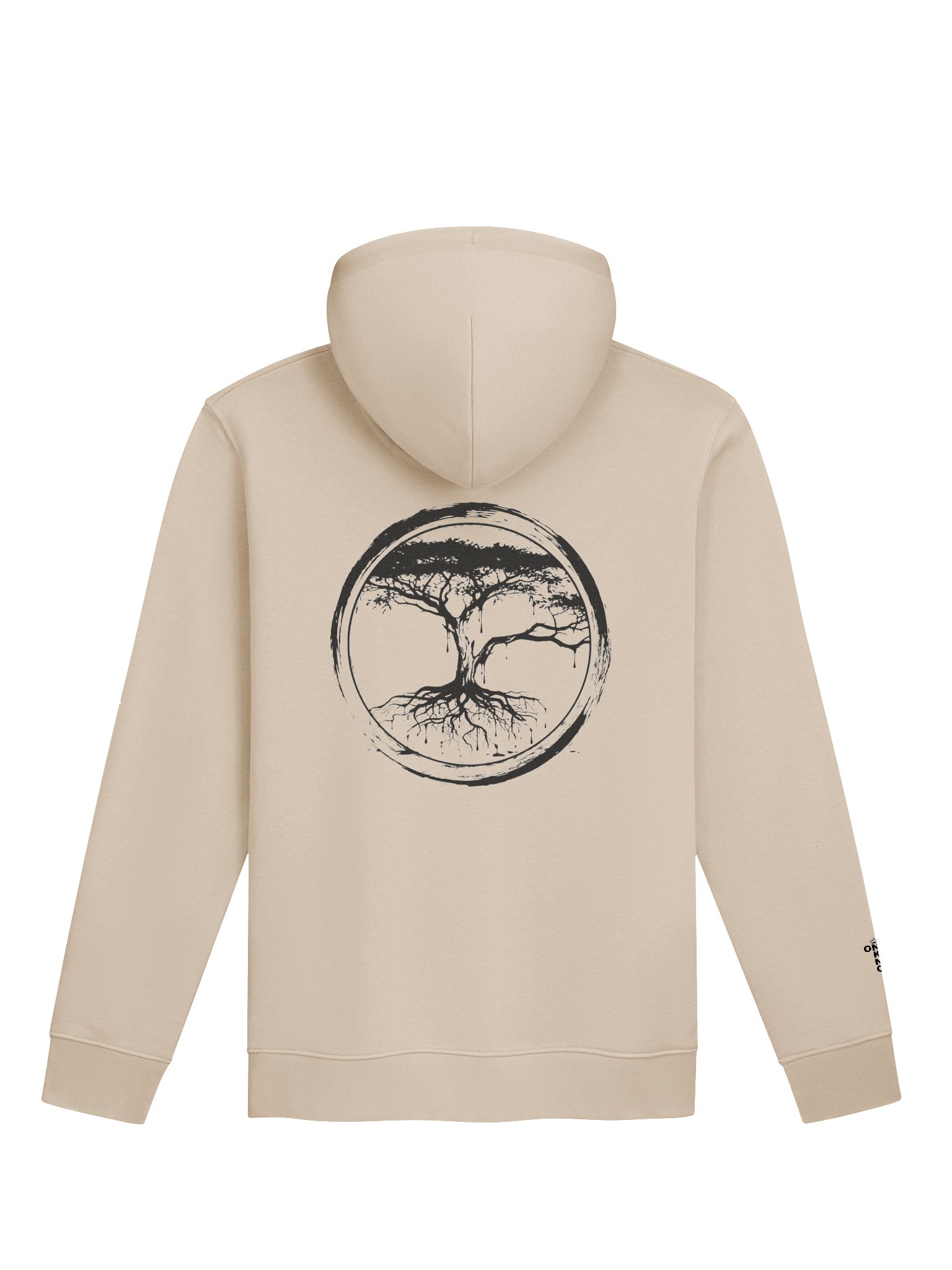 ONE KING Rooted IV 100% Organic Cotton Premium Street Hoodie with embroidered sleeve logo black print product image (1)