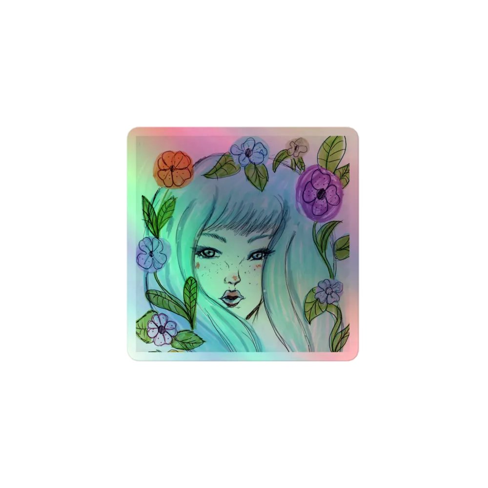 Blue Flowers Holo Sticker product image (1)