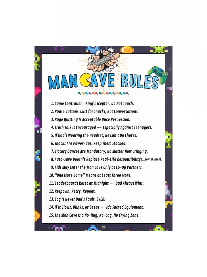 Man Cave Rules - Video Gamer Dads product image (2)