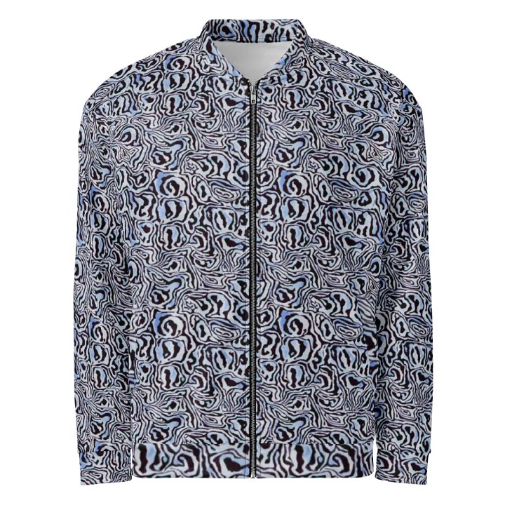 Blue Black Snake Pattern Bomber Jacket product image (1)