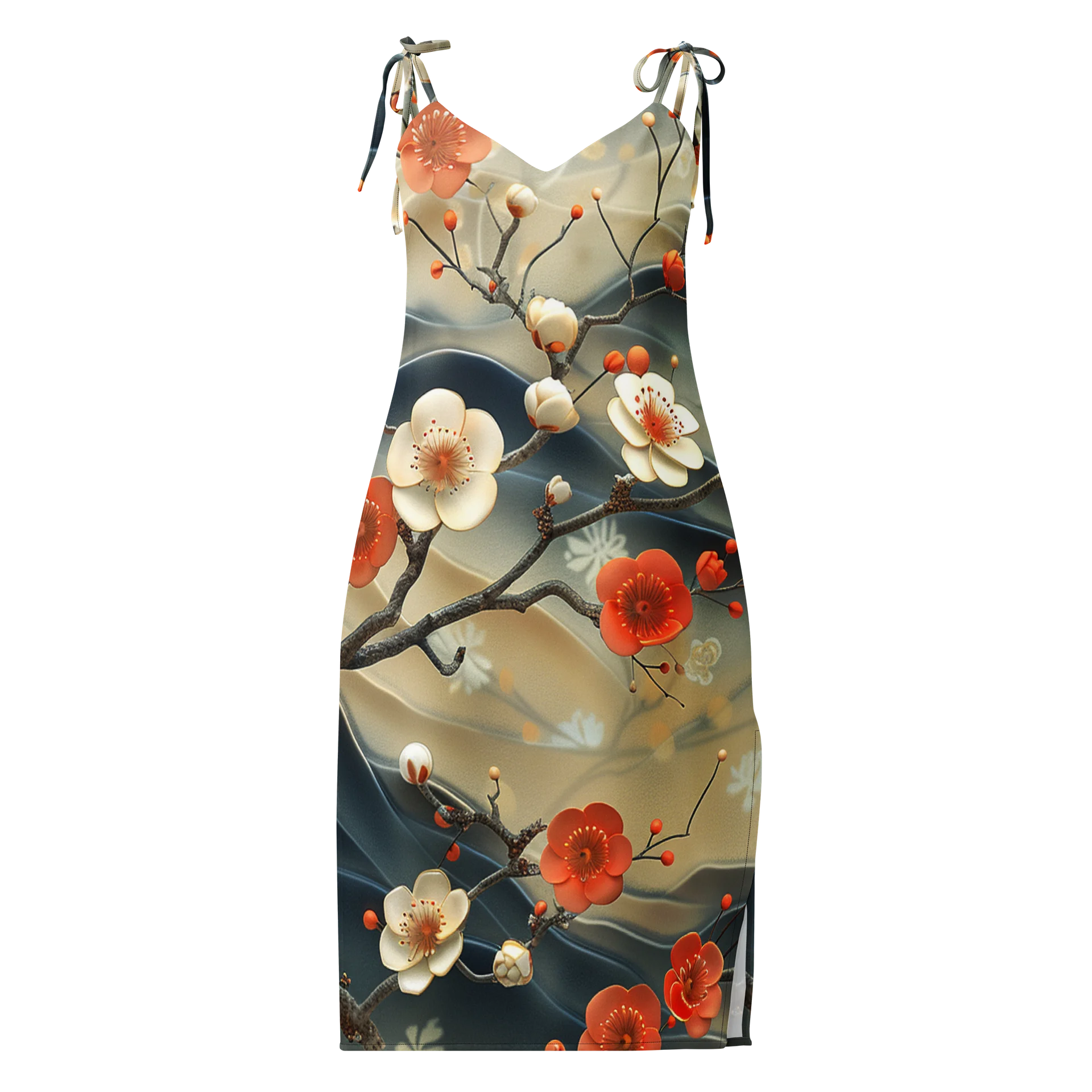 Traditional Japanese Floral Slip Dress - Plum Blossom Aesthetic Apparel product image (1)