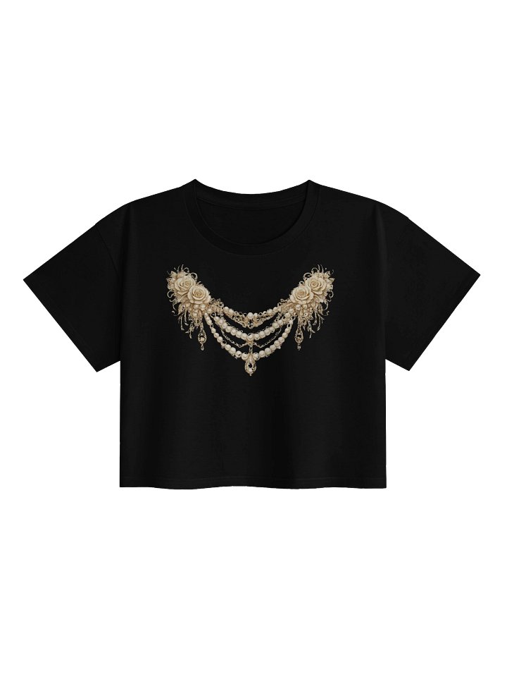 Antique Pearl Necklace Crop Top — Vintage Filigree Print product image (3)