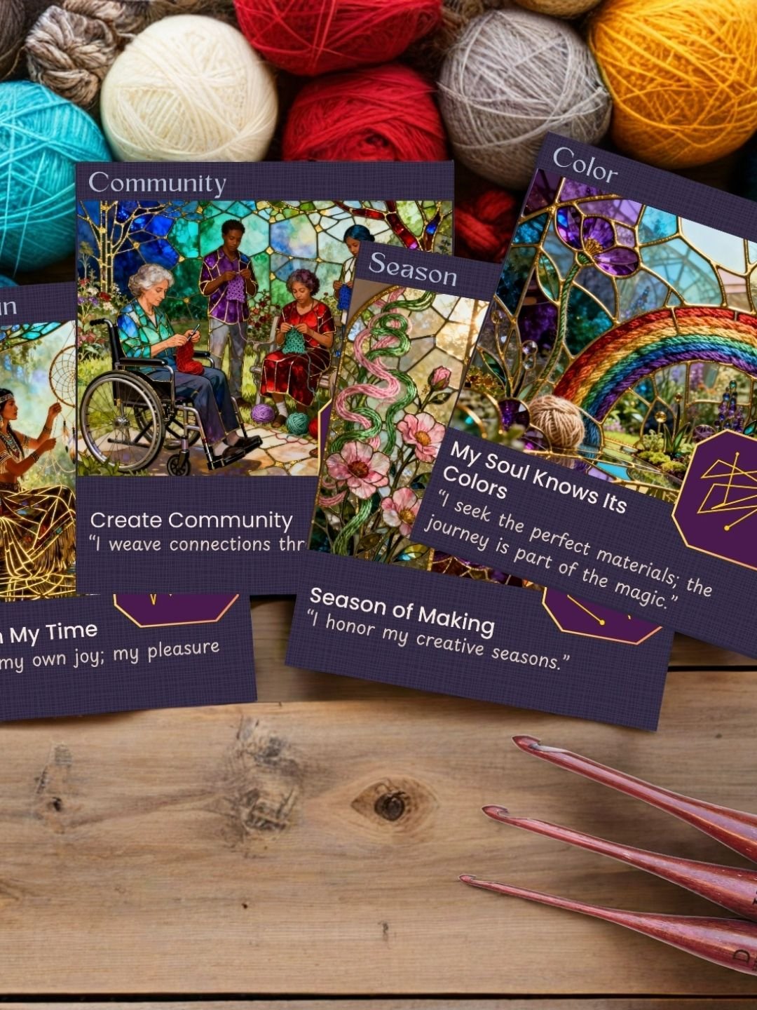 Stained Glass Oracle Cards for Fiber Artists | Knitting & Crochet Divination product image (8)
