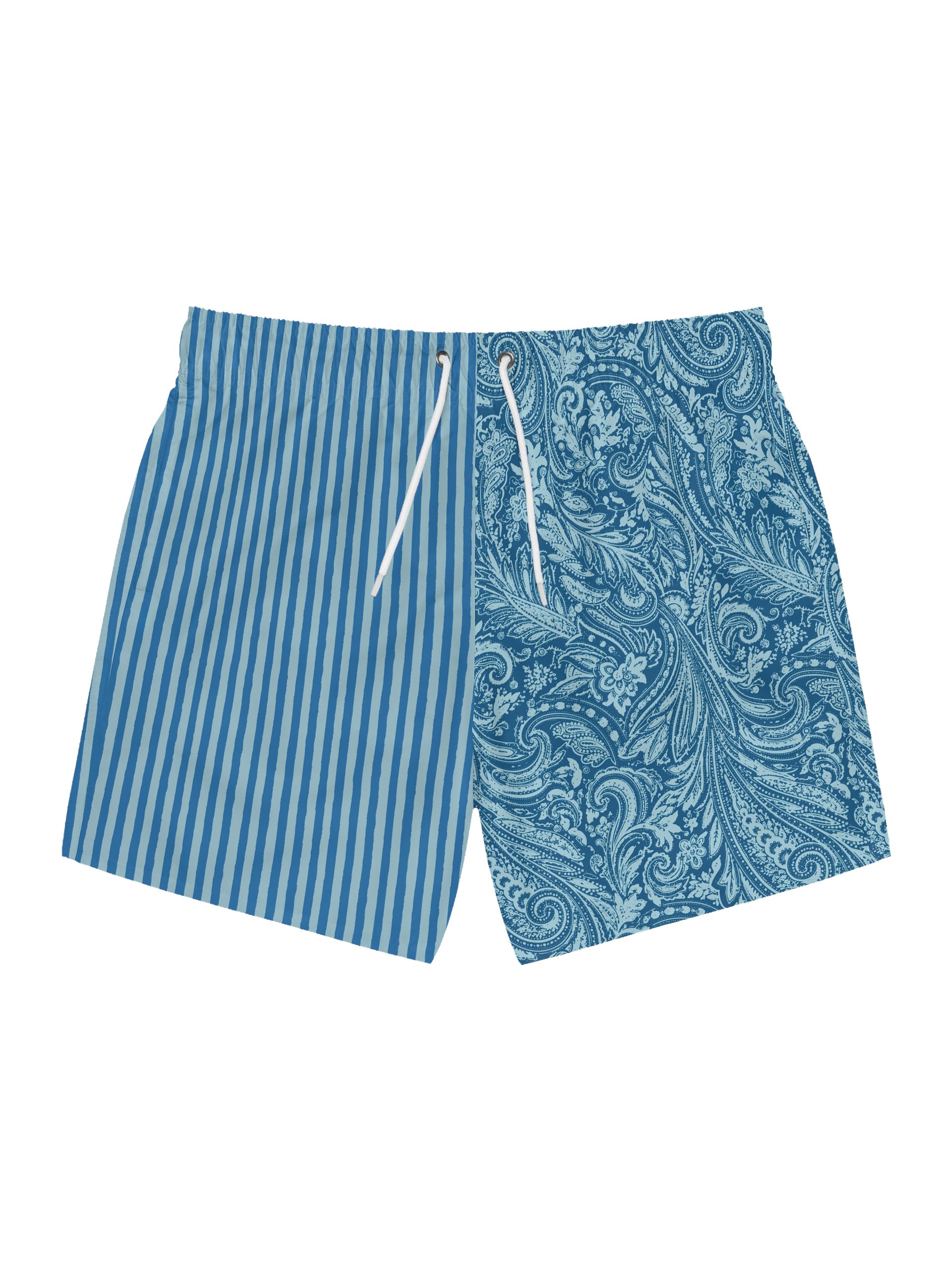 Ocean Blue Paisley and Stripes Swim Trunks product image (1)