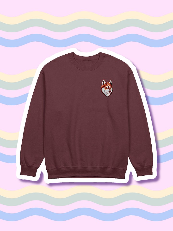 Cute Red Siberian Husky Embroidered Graphic Crewneck product image (9)