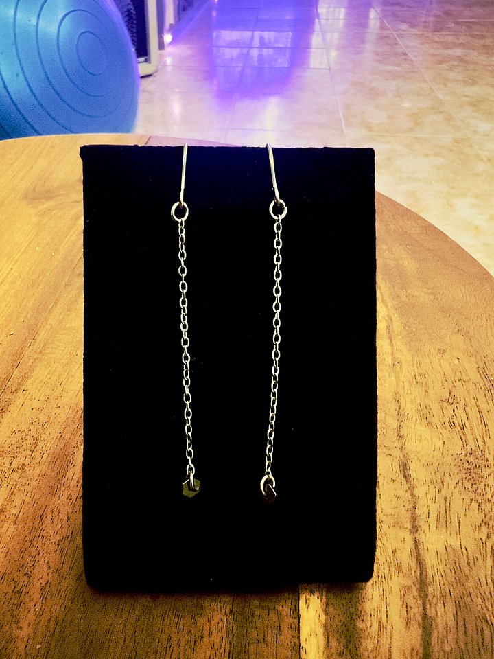 Tiny Pyrite Disc Long Earrings product image (1)