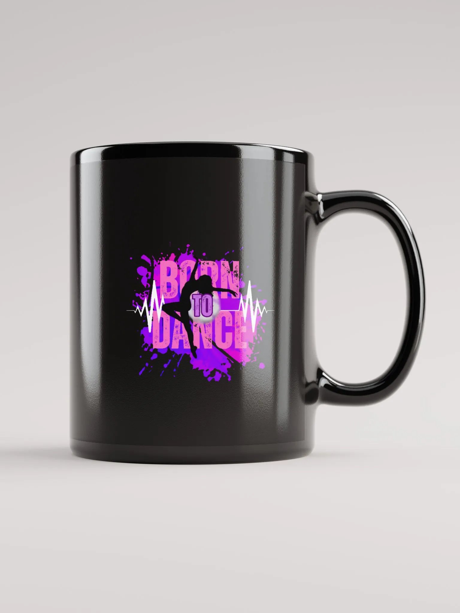 Born to Dance Her Silhouette + Rainbow Create Greatness Glossy Black Mug product image (1)