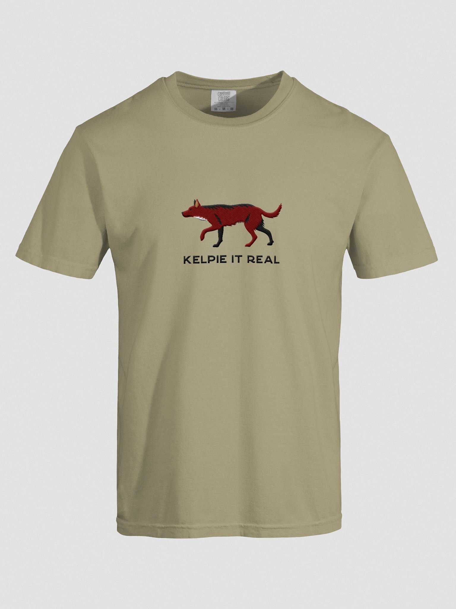 Kelpie It Real T-Shirt(Embroidered) of an Australian Kelpie(Brown) product image (10)