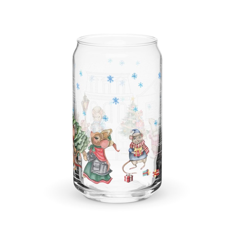 Prelude To Christmas Glass Can Tumbler | 16oz Holiday-Themed Drinkware | Festive Winter Scene Design product image (5)
