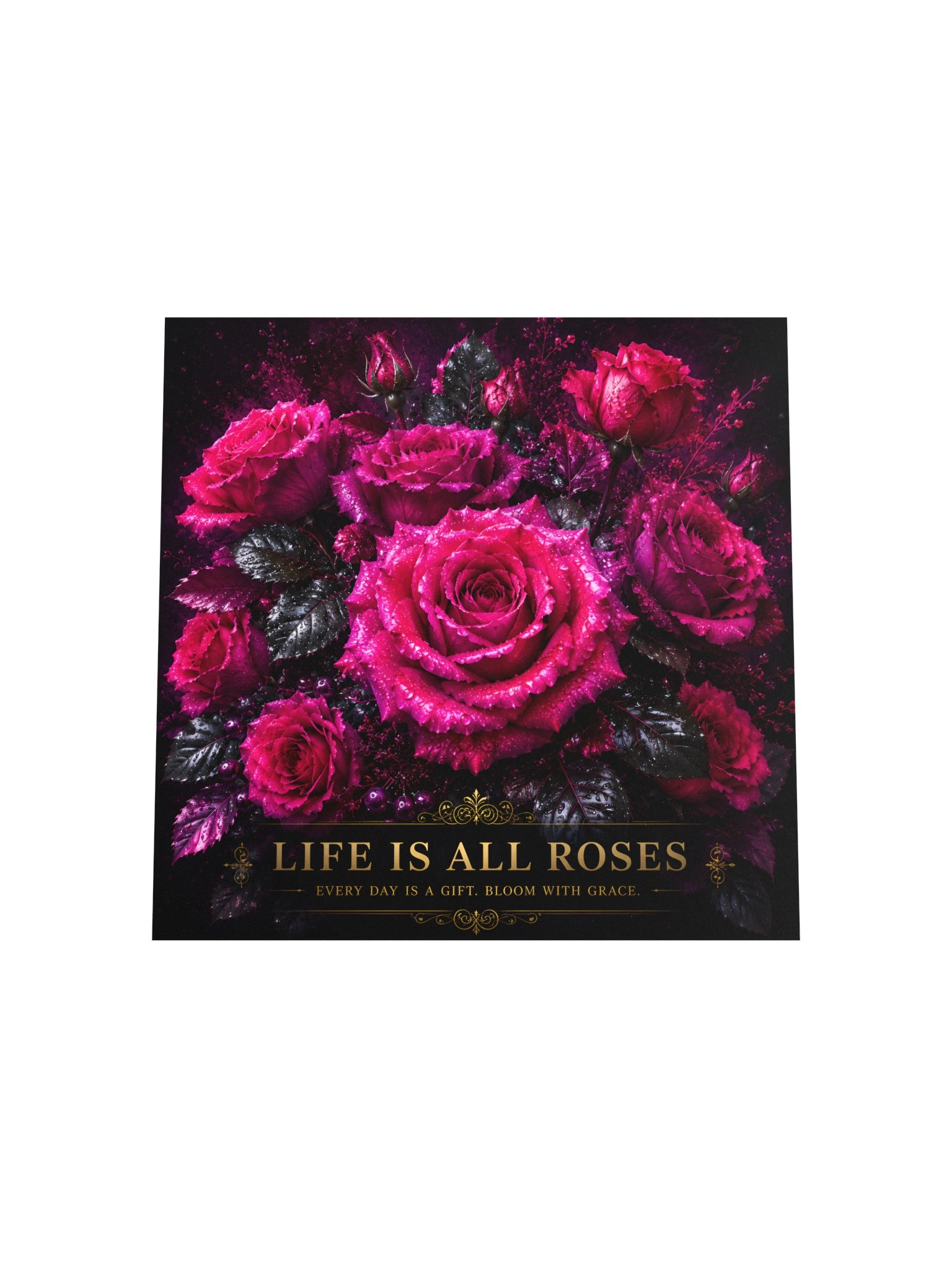 Hot Pink Roses Wall Art, Life Is All Roses, Magenta Floral Poster, Luxury Pink Room Decor product image (5)