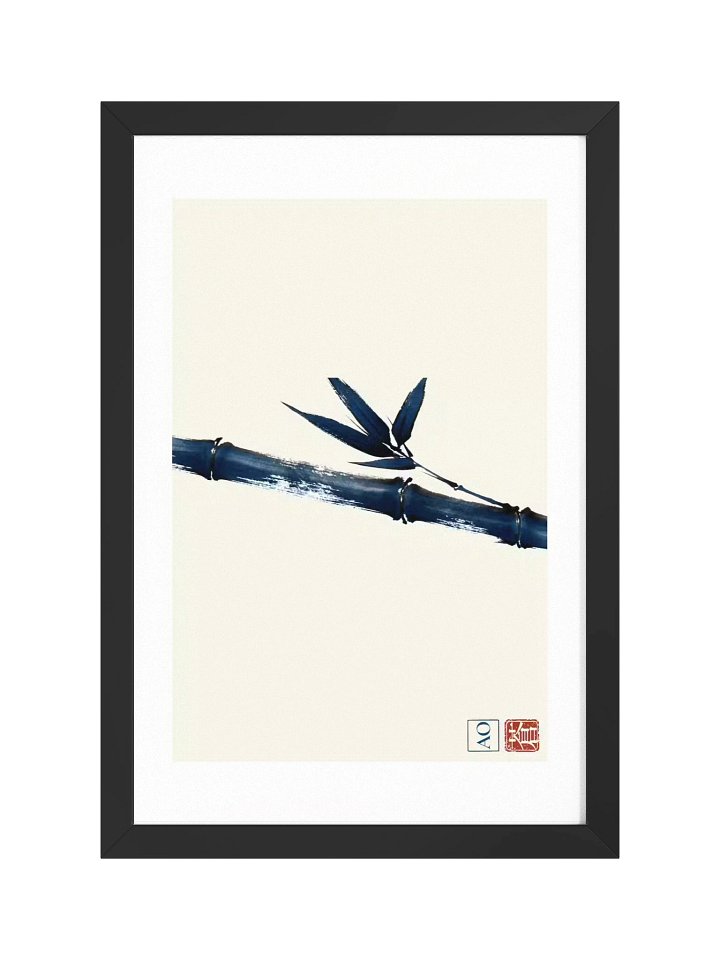 Japanese Ink Art Print | Indigo Bamboo No.06 | Framed Wall Art - AO Japan Blue product image (1)
