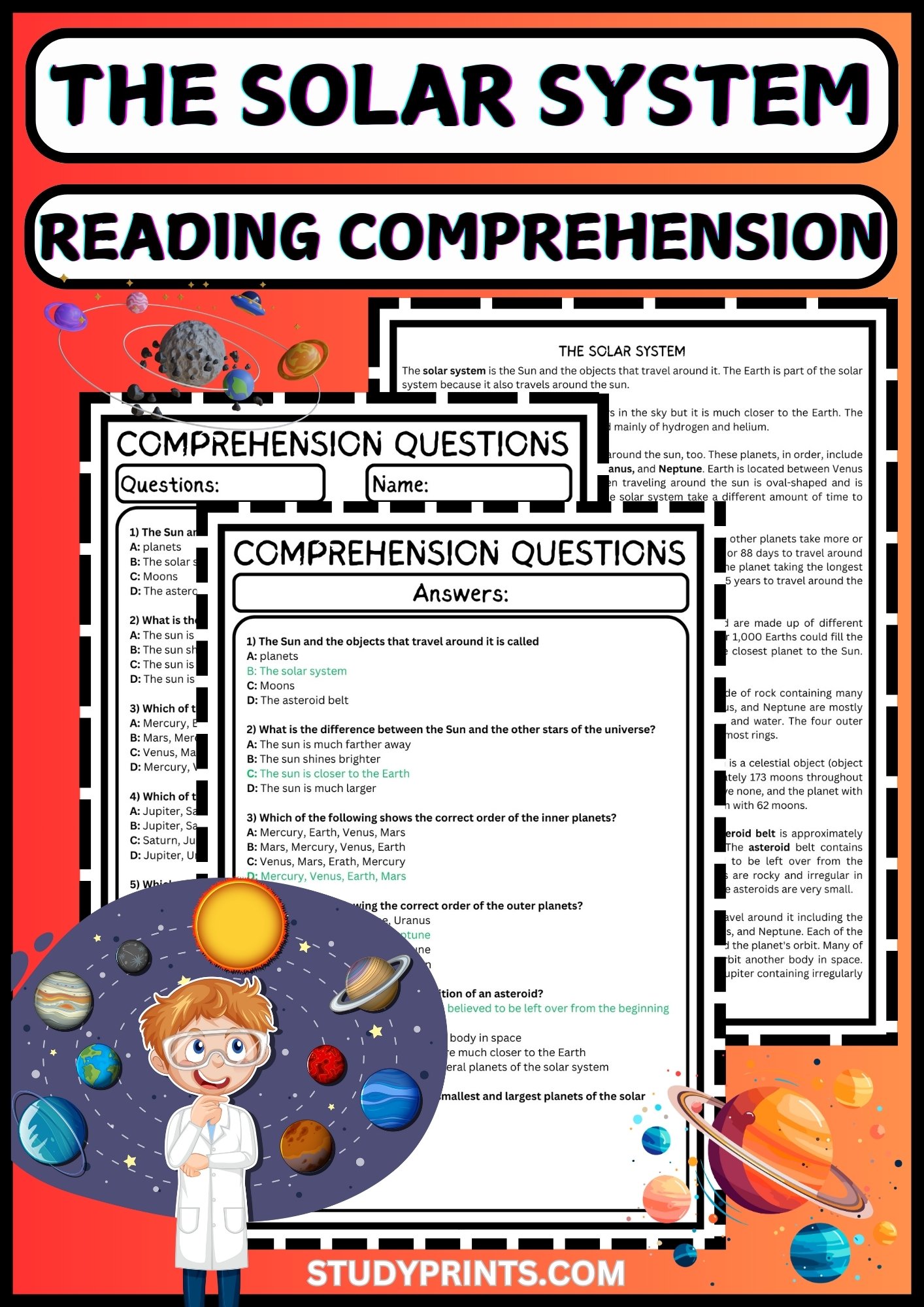 solar system reading comprehension middle school product image (1)