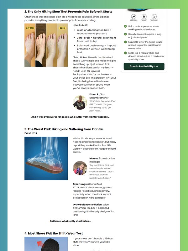 Advertorial Landing Page Orthopedic Footwear & Pain Relief Template (GemPages) product image (2)
