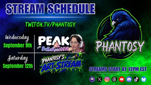 🌟 STREAM SCHEDULE 🌟
📆September 6th - September 12th
#schedule #art #painting #Canvas #artwork #PEAK