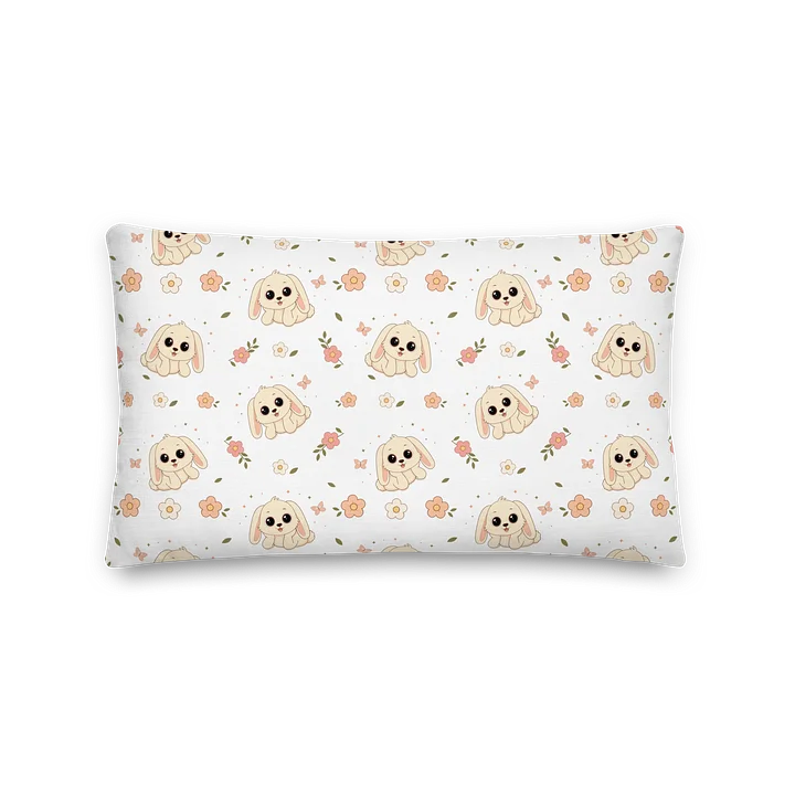 Cute Floppy Eared Bunny and Floral Pattern Pillow product image (5)