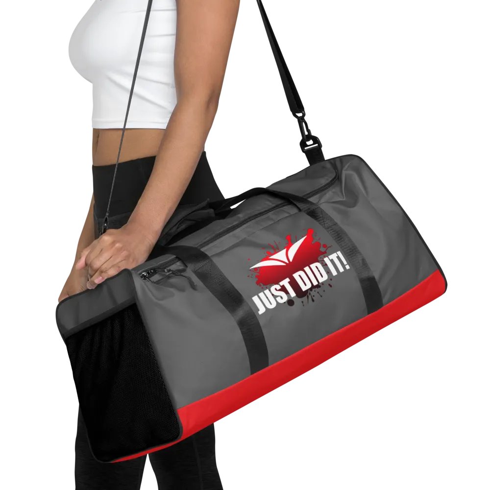 Just Did It! Red Splatter Gray Duffle Bag product image (4)