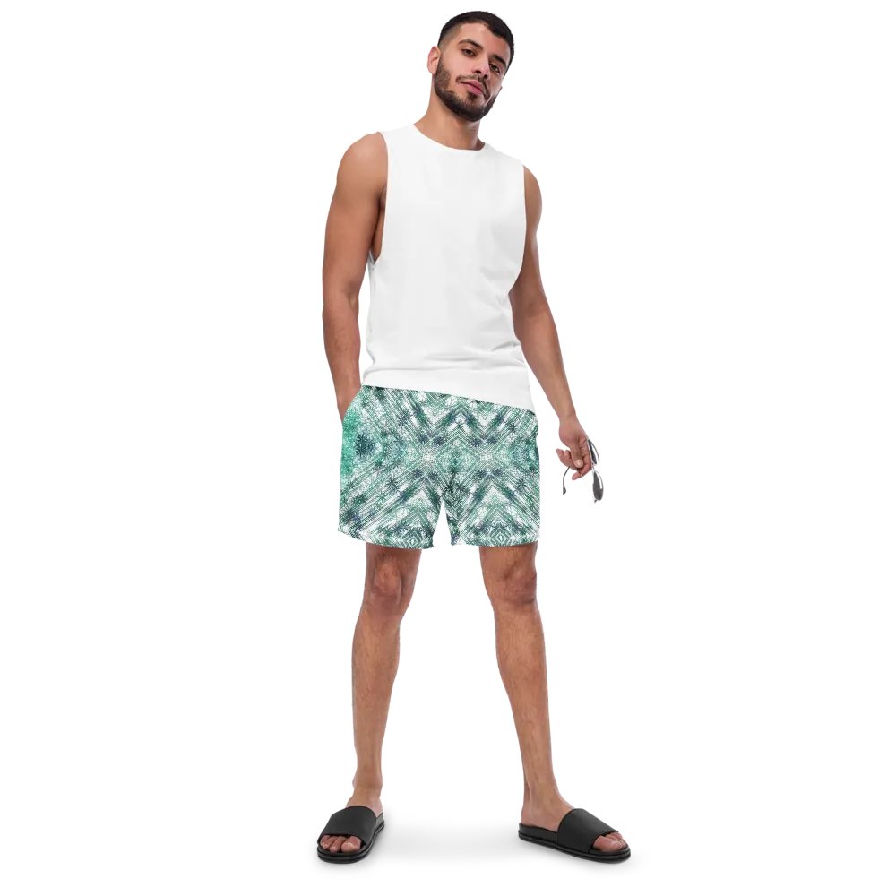 Shades Of Green Geometric Pattern Mens Swim Shorts product image (7)