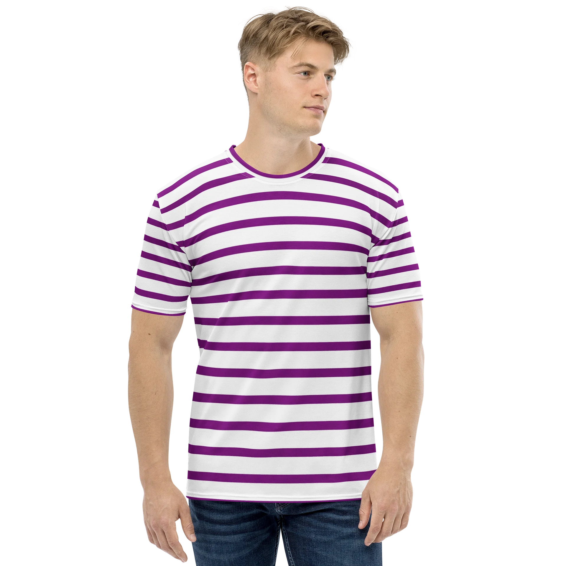 T-shirt Unisexe Marinière Mauve product image (2)