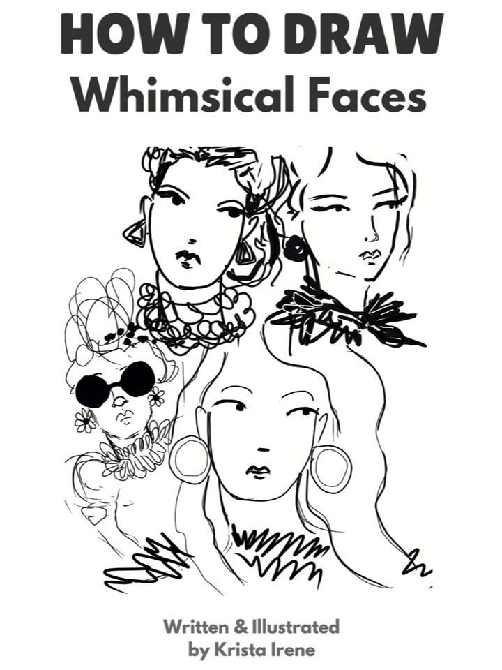Draw Whimsical Faces EASY! - Step By Step Illustrated Book with Coloring Pages (Downloadable/Printable eBook) product image (1)
