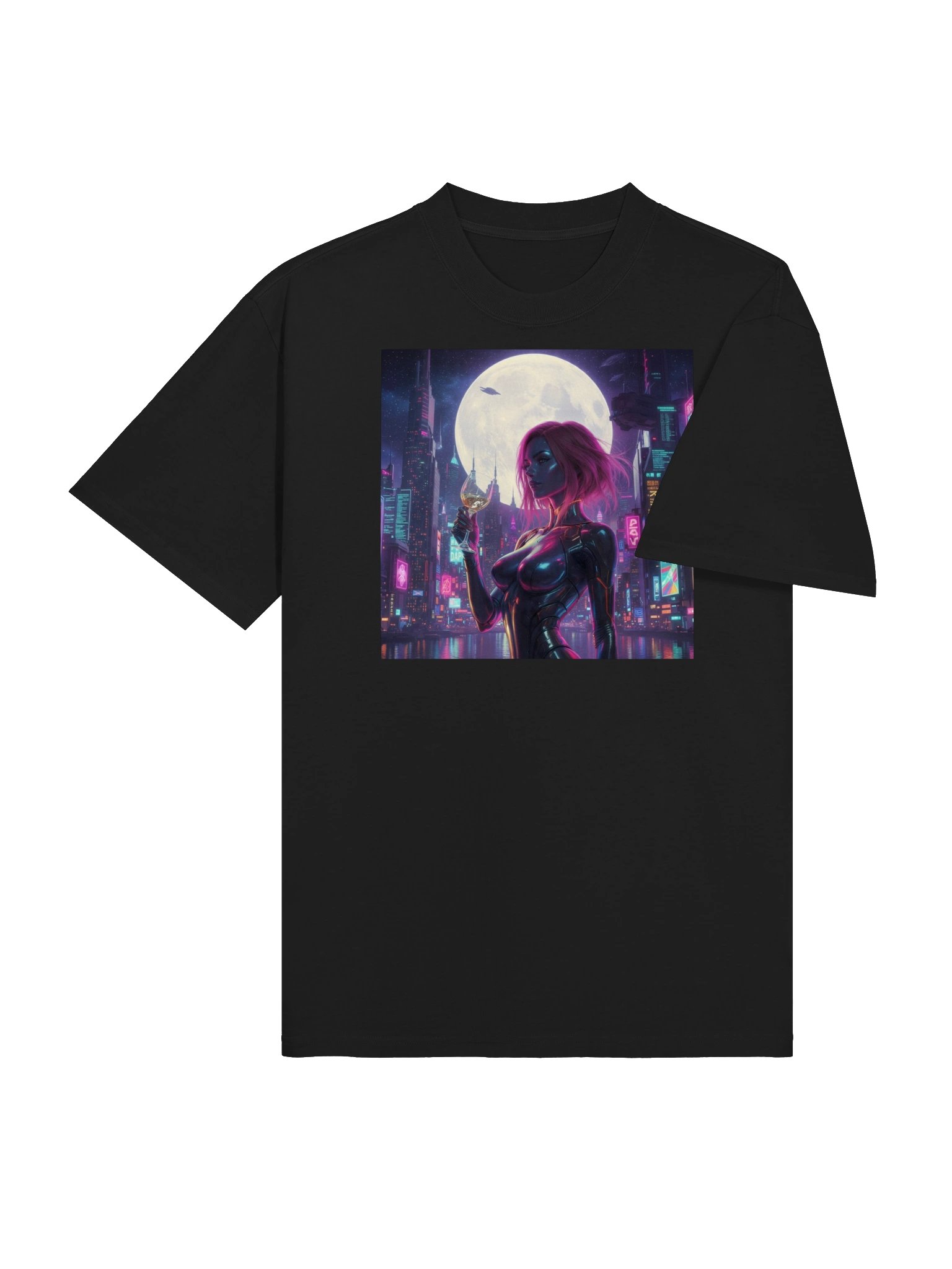 Neon Night Queen | Cyberpunk Futuristic Portrait | Pink Purple City Art product image (4)