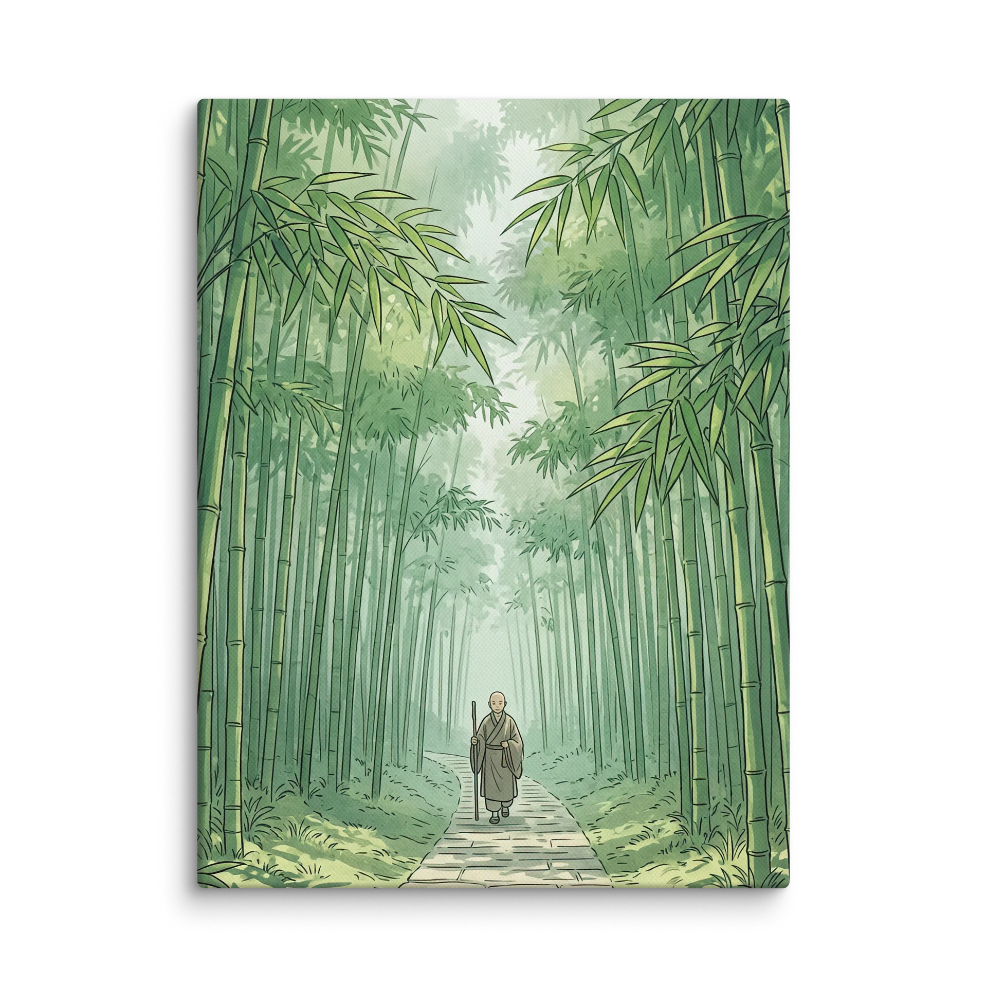 Tranquil Bamboo Forest Path Canvas - Zen Minimalist Wall Art product image (1)