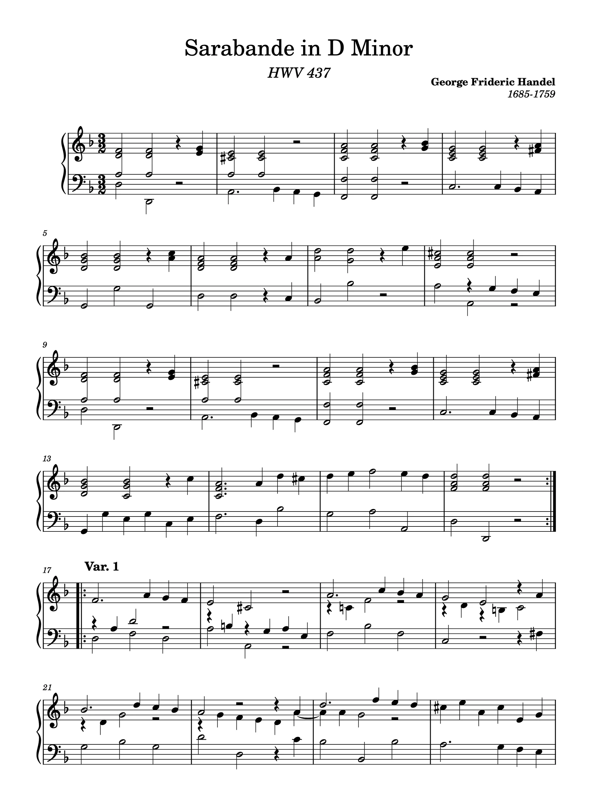 Sarabande in D Minor, HWV 437 product image (1)